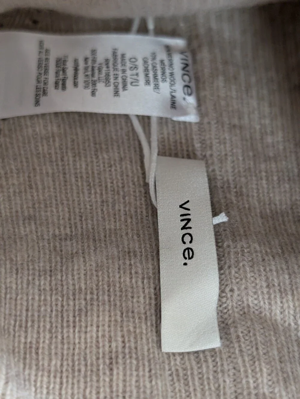 VINCE Fine Rib Double Layer Cuff Knit Hat In Neutral